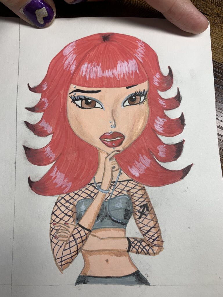 acrylic marker drawing of my bestie-Bratz style